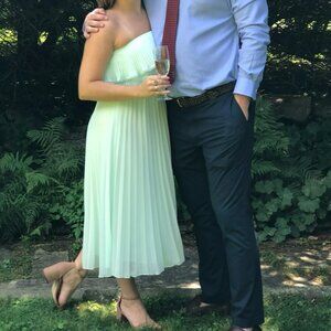 ASOS Strapless Ruffle Pleated Midi Dress - Mint Green - Size US 6